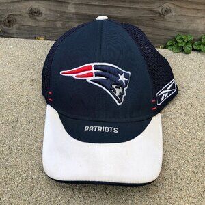 Vintage 90s REEBOK NFL New England Patriots Fitted Hat Mens OS Blue Trucker Cap 
